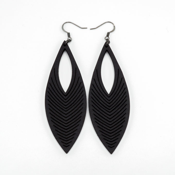 Terrabyte v.01 // Leather Earrings - Black - LIGHT RAZOR DESIGN STUDIO