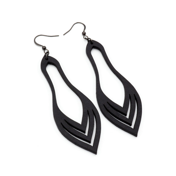 Terrabyte v.02_3 // Leather Earrings - Black - LIGHT RAZOR DESIGN STUDIO