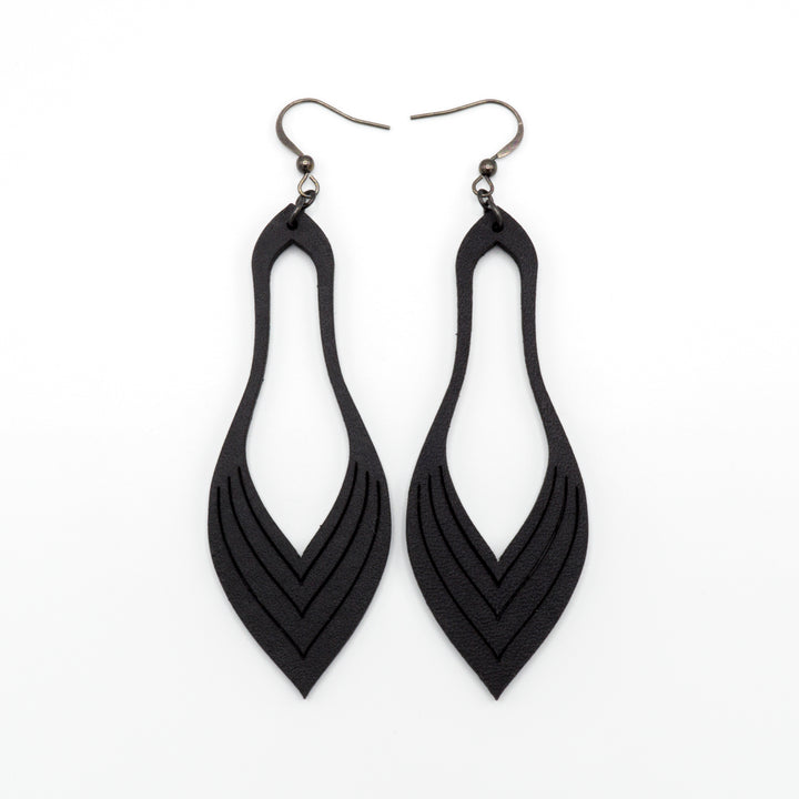 Terrabyte v.02_1 // Leather Earrings - Black - LIGHT RAZOR DESIGN STUDIO