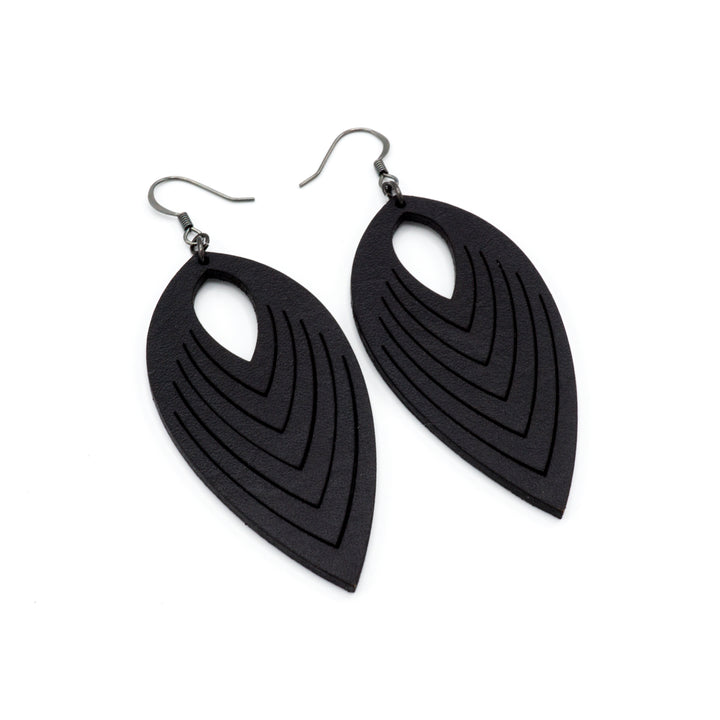 Terrabyte v.07_2 // Leather Earrings - Black - LIGHT RAZOR DESIGN STUDIO