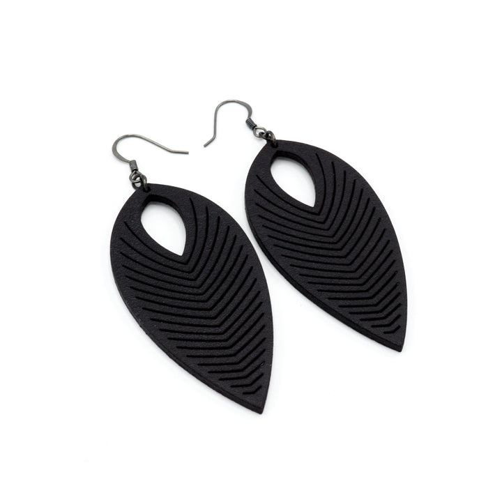 Terrabyte v.07_1 // Leather Earrings - Black - LIGHT RAZOR DESIGN STUDIO