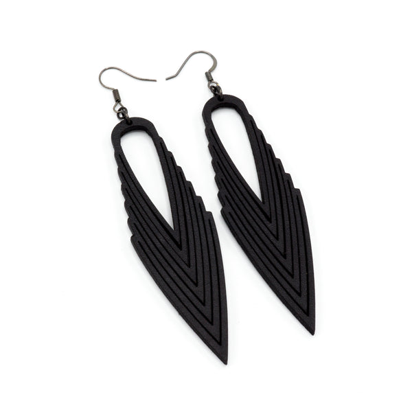 Terrabyte v.04 // Leather Earrings - Black - LIGHT RAZOR DESIGN STUDIO