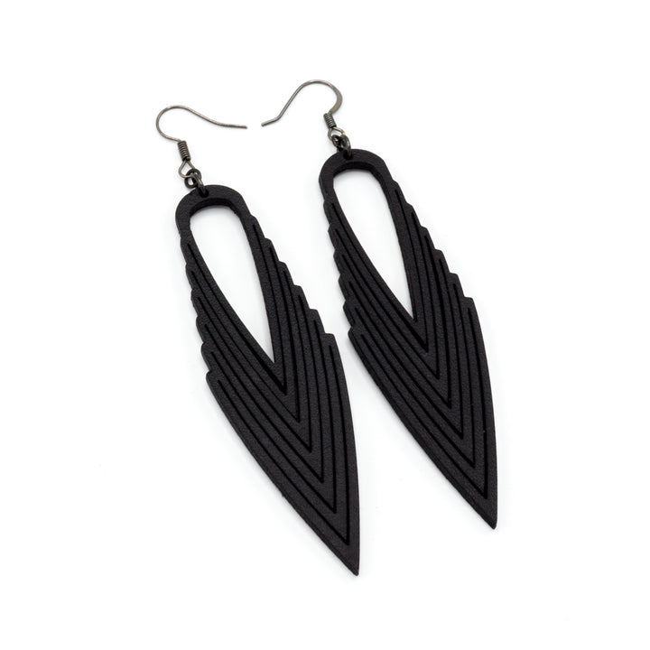 Terrabyte v.04 // Leather Earrings - Black - LIGHT RAZOR DESIGN STUDIO