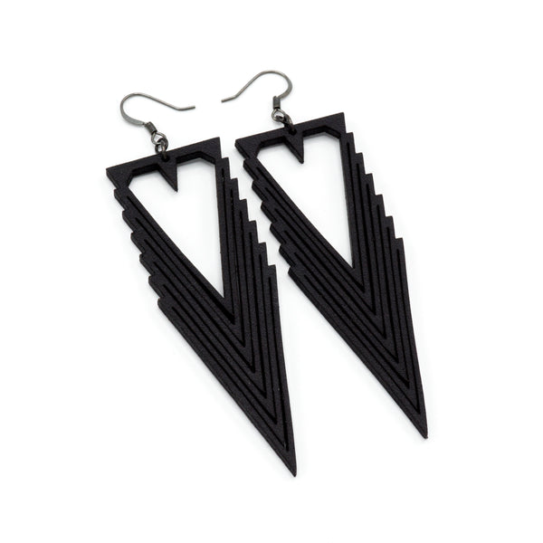 Terrabyte v.03 // Leather Earrings - Black - LIGHT RAZOR DESIGN STUDIO
