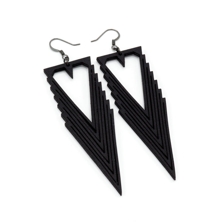 Terrabyte v.03 // Leather Earrings - Black - LIGHT RAZOR DESIGN STUDIO