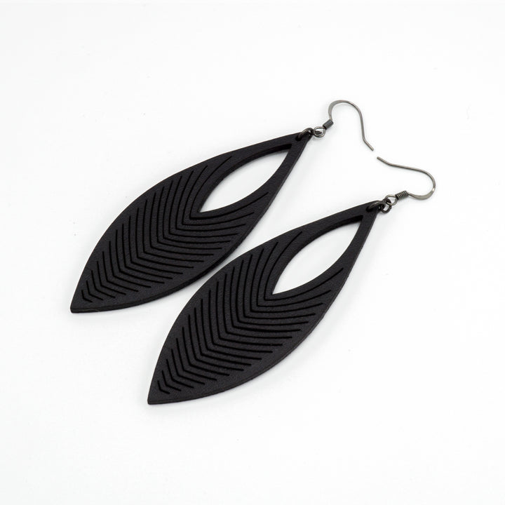 Terrabyte v.01 // Leather Earrings - Black - LIGHT RAZOR DESIGN STUDIO