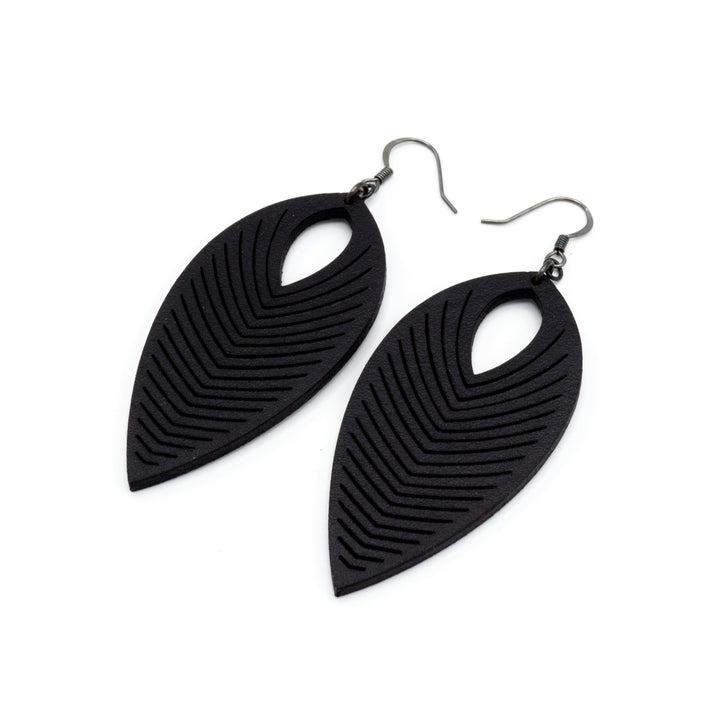 Terrabyte v.07_1 // Leather Earrings - Black - LIGHT RAZOR DESIGN STUDIO