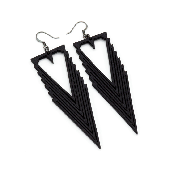 Terrabyte v.03 // Leather Earrings - Black - LIGHT RAZOR DESIGN STUDIO