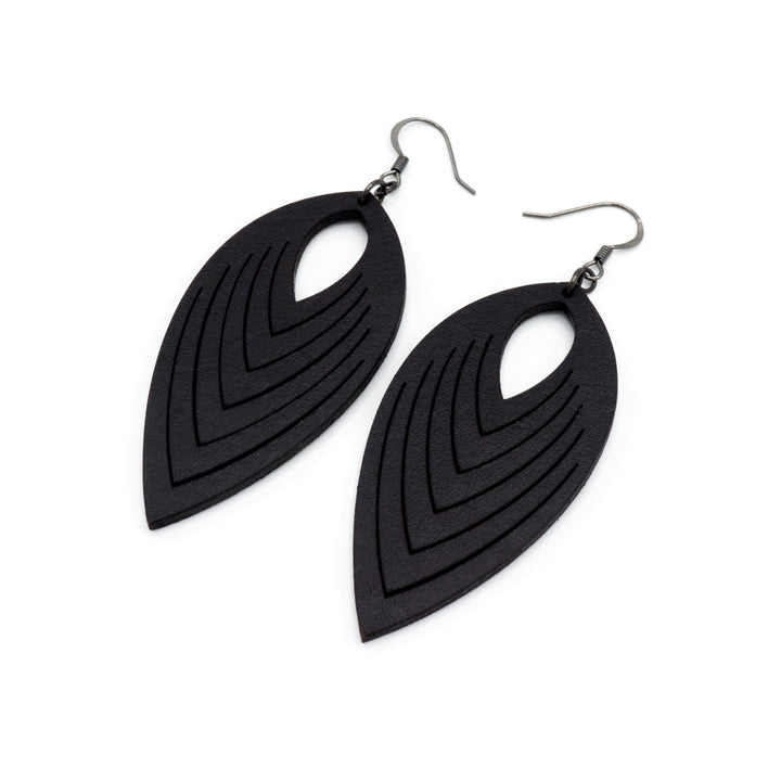 Terrabyte v.07_2 // Leather Earrings - Black - LIGHT RAZOR DESIGN STUDIO