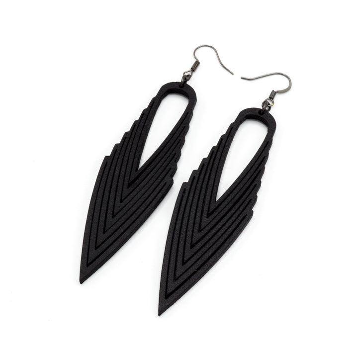 Terrabyte v.04 // Leather Earrings - Black - LIGHT RAZOR DESIGN STUDIO
