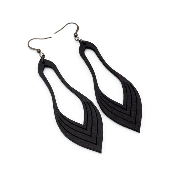Terrabyte v.02_1 // Leather Earrings - Black - LIGHT RAZOR DESIGN STUDIO