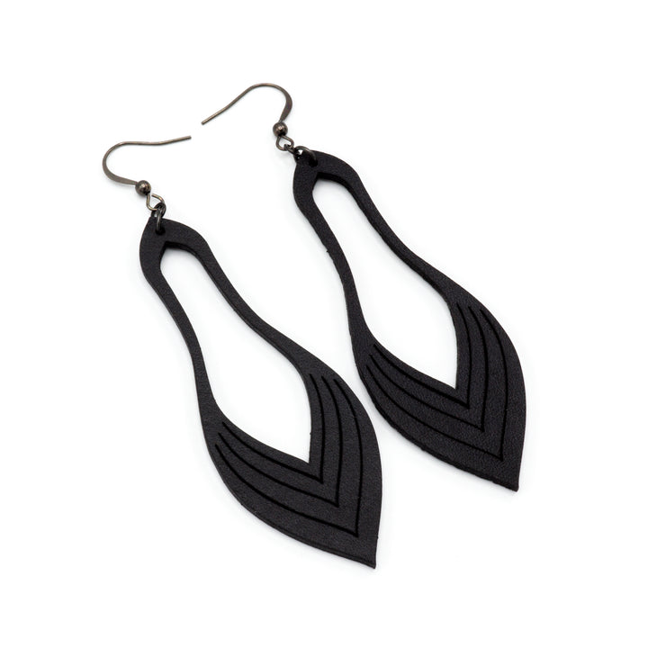 Terrabyte v.02_1 // Leather Earrings - Black - LIGHT RAZOR DESIGN STUDIO