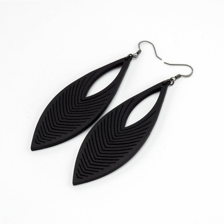 Terrabyte v.01 // Leather Earrings - Black - LIGHT RAZOR DESIGN STUDIO
