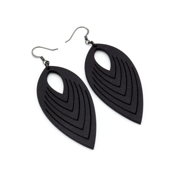Terrabyte v.07_2 // Leather Earrings - Black - LIGHT RAZOR DESIGN STUDIO