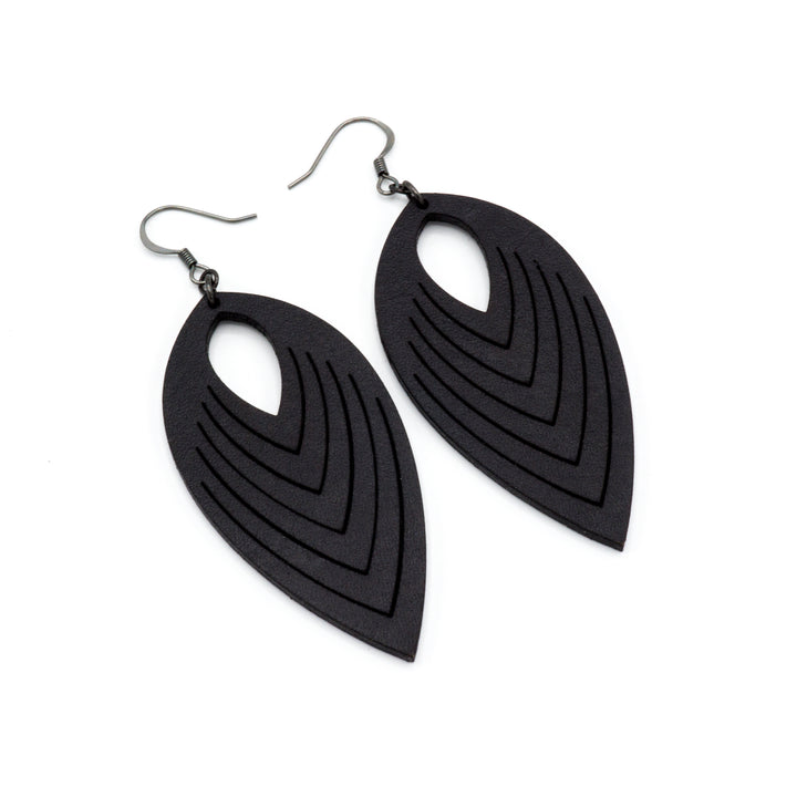 Terrabyte v.07_2 // Leather Earrings - Black - LIGHT RAZOR DESIGN STUDIO