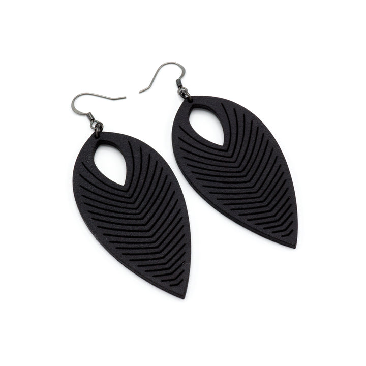 Terrabyte v.07_1 // Leather Earrings - Black - LIGHT RAZOR DESIGN STUDIO