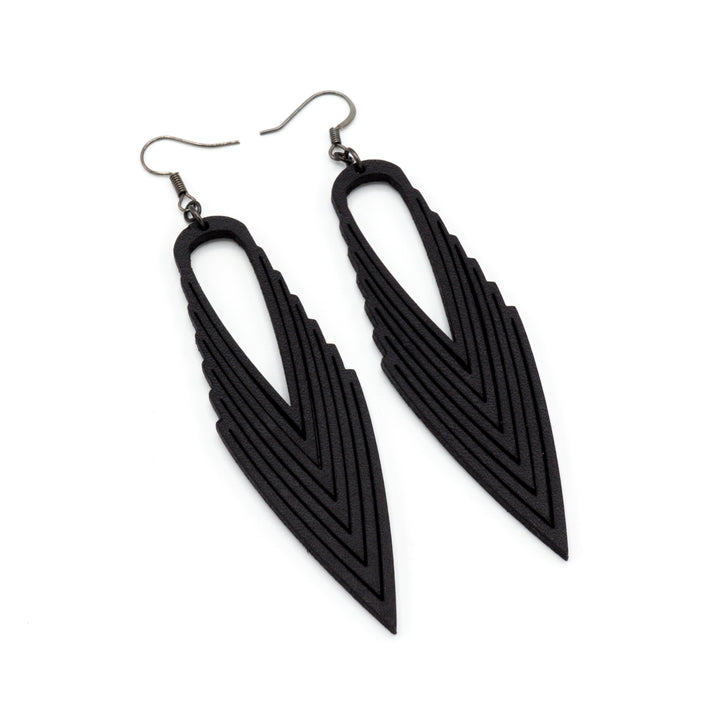 Terrabyte v.04 // Leather Earrings - Black - LIGHT RAZOR DESIGN STUDIO