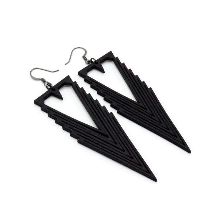 Terrabyte v.03 // Leather Earrings - Black - LIGHT RAZOR DESIGN STUDIO