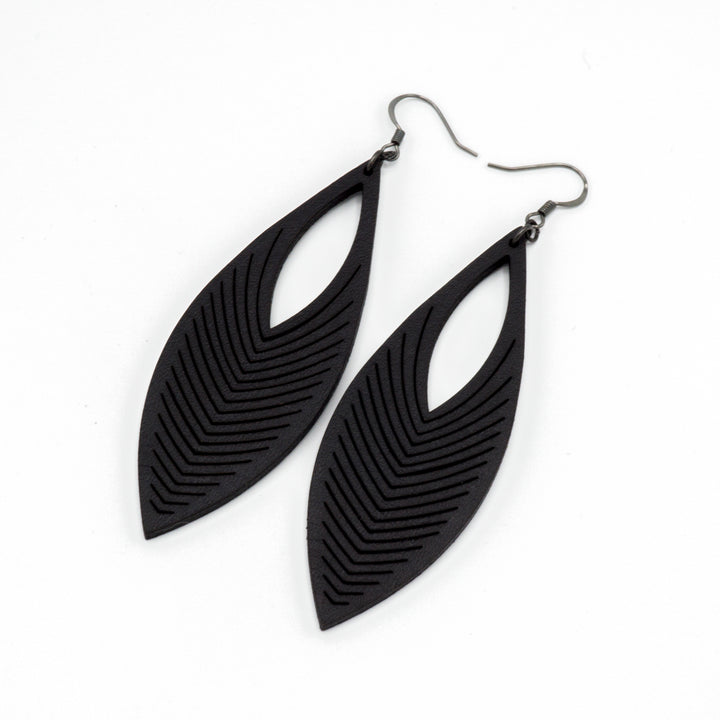 Terrabyte v.01 // Leather Earrings - Black - LIGHT RAZOR DESIGN STUDIO