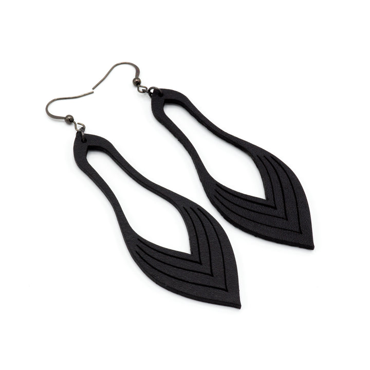 Terrabyte v.02_1 // Leather Earrings - Black - LIGHT RAZOR DESIGN STUDIO
