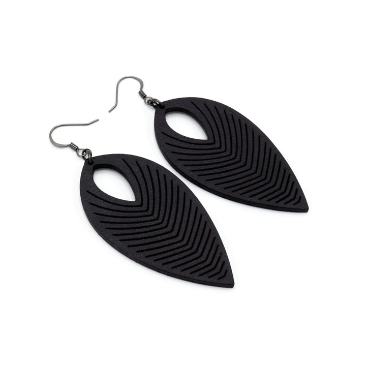 Terrabyte v.07_1 // Leather Earrings - Black - LIGHT RAZOR DESIGN STUDIO