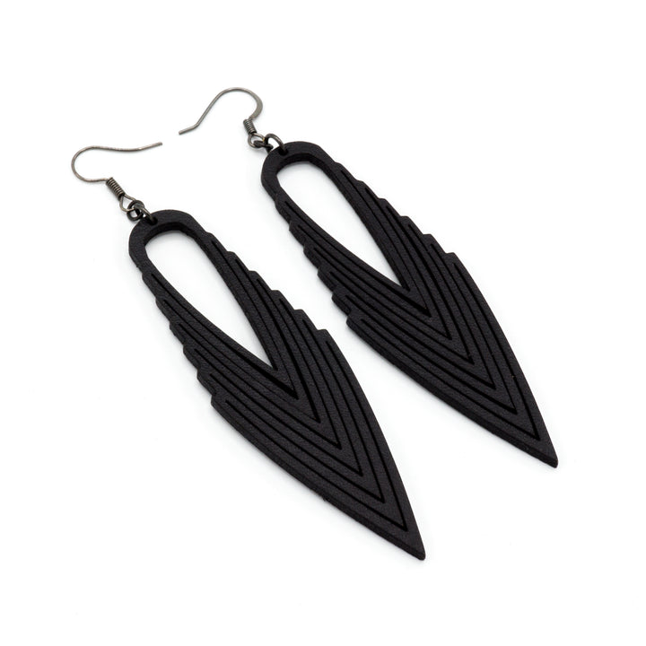 Terrabyte v.04 // Leather Earrings - Black - LIGHT RAZOR DESIGN STUDIO