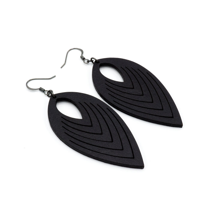 Terrabyte v.07_2 // Leather Earrings - Black - LIGHT RAZOR DESIGN STUDIO