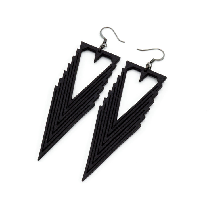 Terrabyte v.03 // Leather Earrings - Black - LIGHT RAZOR DESIGN STUDIO