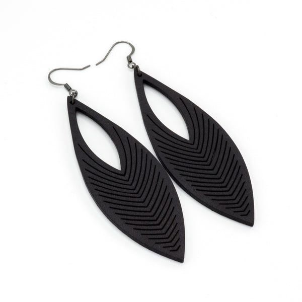 Terrabyte v.01 // Leather Earrings - Black - LIGHT RAZOR DESIGN STUDIO