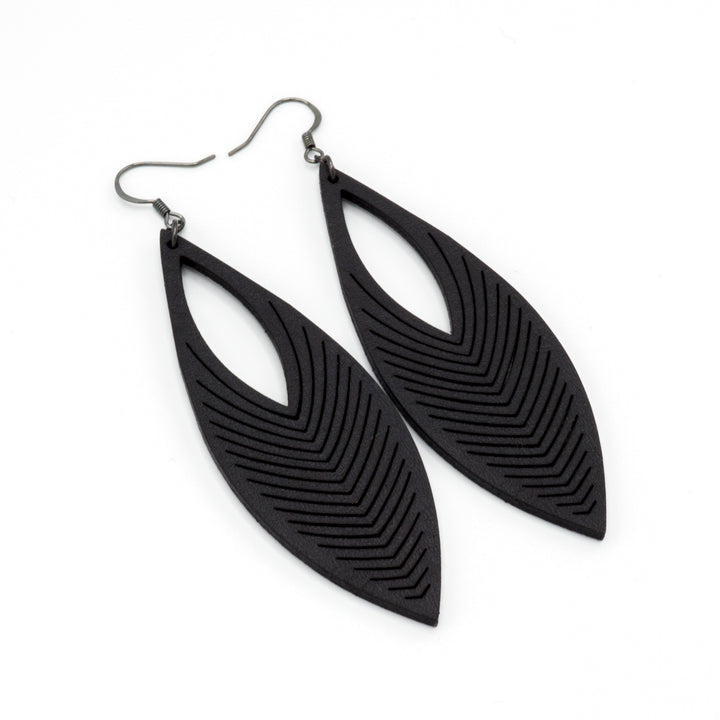 Terrabyte v.01 // Leather Earrings - Black - LIGHT RAZOR DESIGN STUDIO