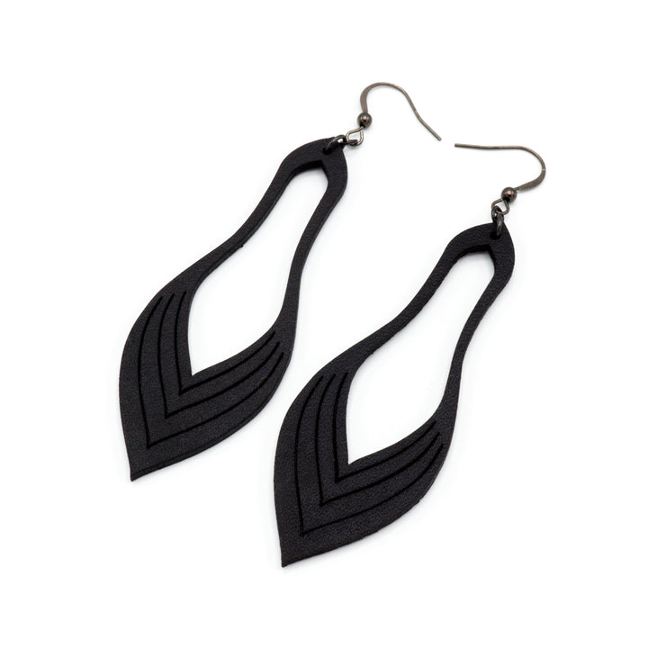 Terrabyte v.02_1 // Leather Earrings - Black - LIGHT RAZOR DESIGN STUDIO