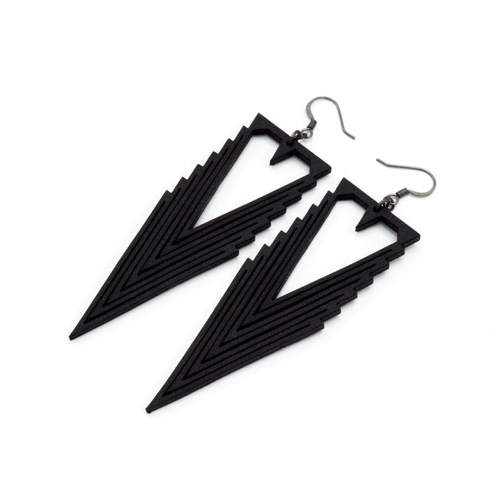 Terrabyte v.03 // Leather Earrings - Black - LIGHT RAZOR DESIGN STUDIO