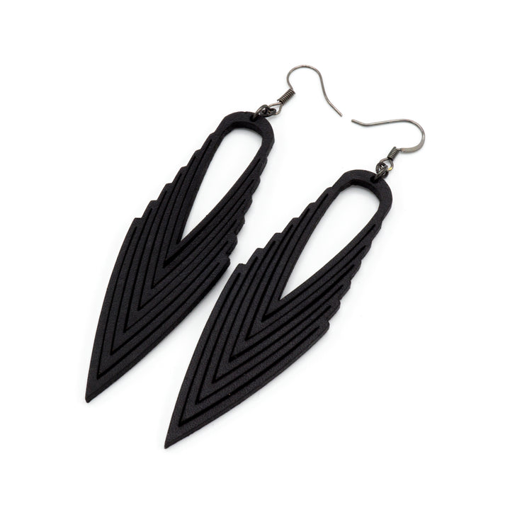 Terrabyte v.04 // Leather Earrings - Black - LIGHT RAZOR DESIGN STUDIO