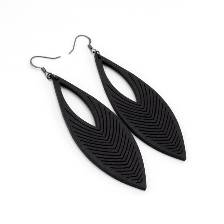 Terrabyte v.01 // Leather Earrings - Black - LIGHT RAZOR DESIGN STUDIO