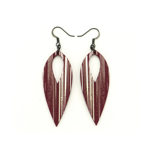 Nativas [13] // Acrylic Earrings - Brushed Nickel, Burgundy