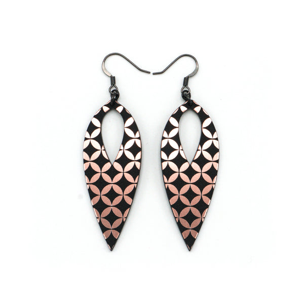 Nativas [26R] // Acrylic Earrings - Rose Gold, Black