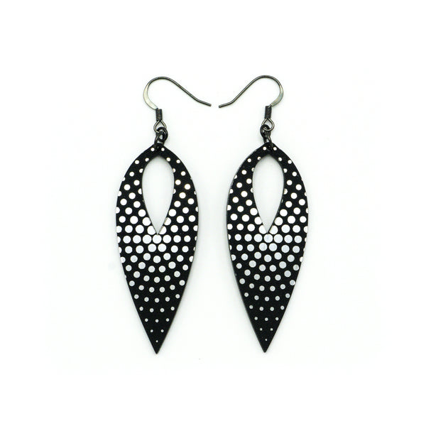 Nativas [12R] // Acrylic Earrings - Brushed Silver, Black
