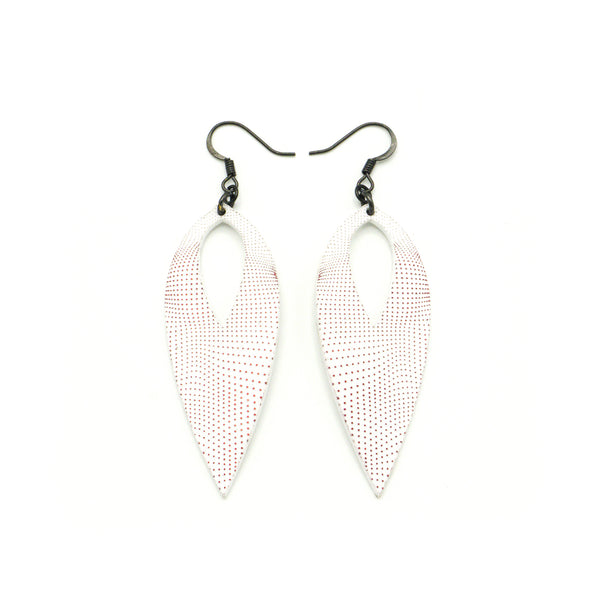Nativas [17R] // Acrylic Earrings - Red Holograph, White