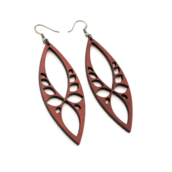 Terrabyte 05 // Leather Earrings - Red