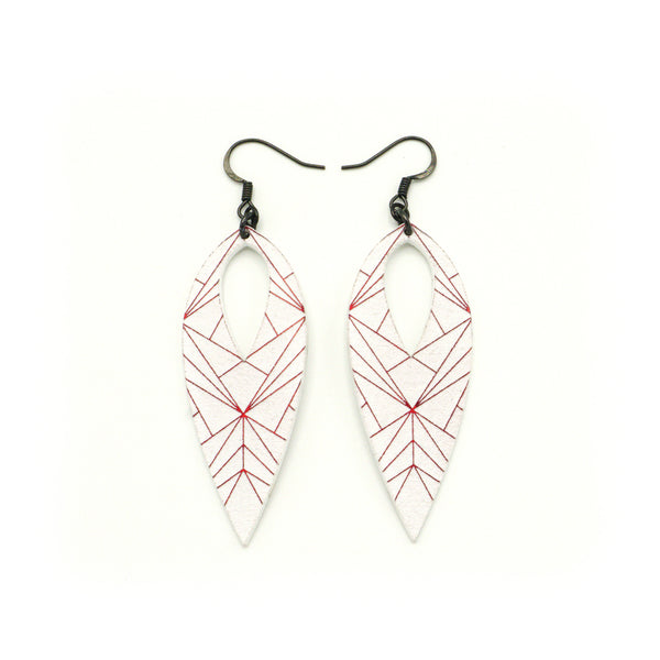 Nativas [05R] // Acrylic Earrings - Red Holograph, White