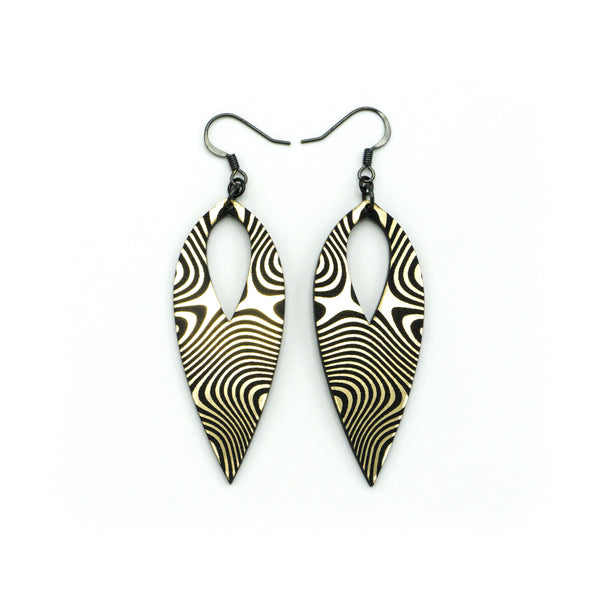 Nativas [33] // Acrylic Earrings - Brushed Gold, Black