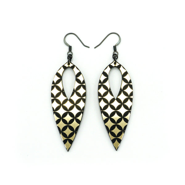 Nativas [26] // Acrylic Earrings - Brushed Gold, Black