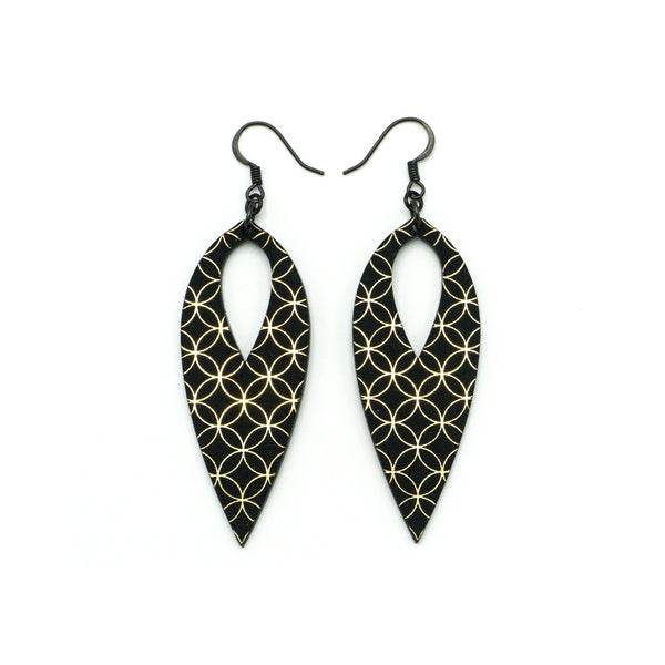 Nativas [27R] // Acrylic Earrings - Brushed Gold, Black
