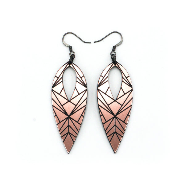 Nativas [05] // Acrylic Earrings - Rose Gold, Black