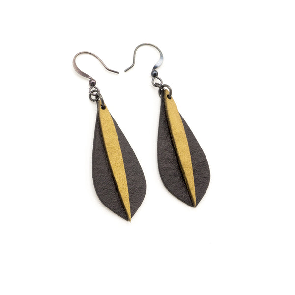 Innera // Leather Earrings - Black, Gold