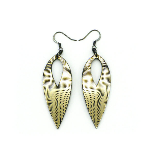 Nativas [17] // Acrylic Earrings - Brushed Gold, Black