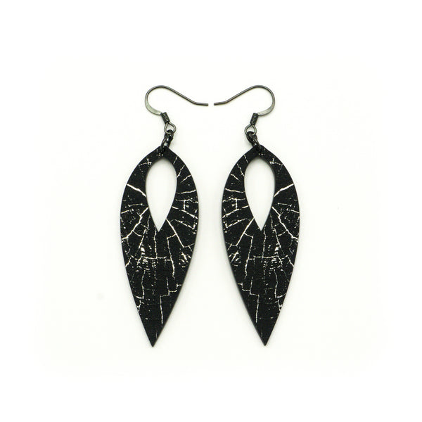 Nativas [36R] // Acrylic Earrings - Brushed Silver, Black