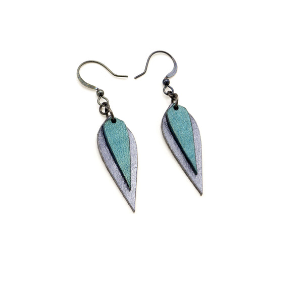 Innera // Leather Earrings - Silver, Turquoise Pearl