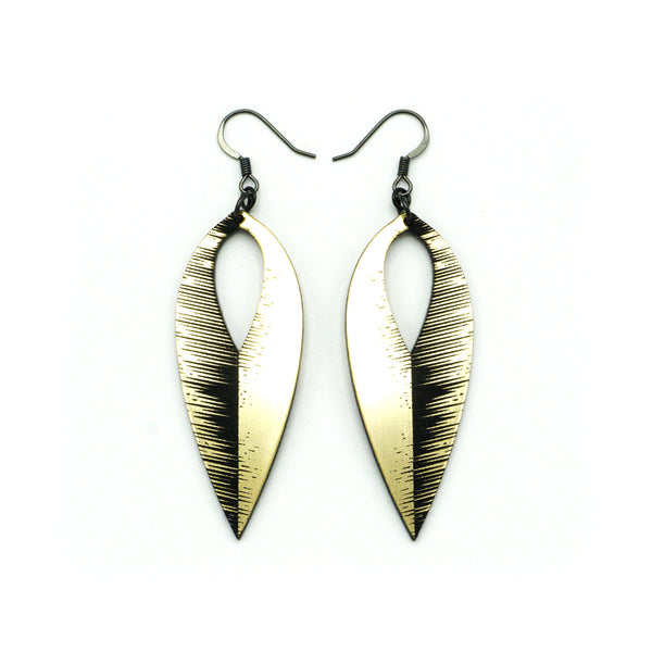 Nativas [08] // Acrylic Earrings - Brushed Gold, Black