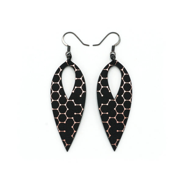 Nativas [04R] // Acrylic Earrings - Rose Gold, Black